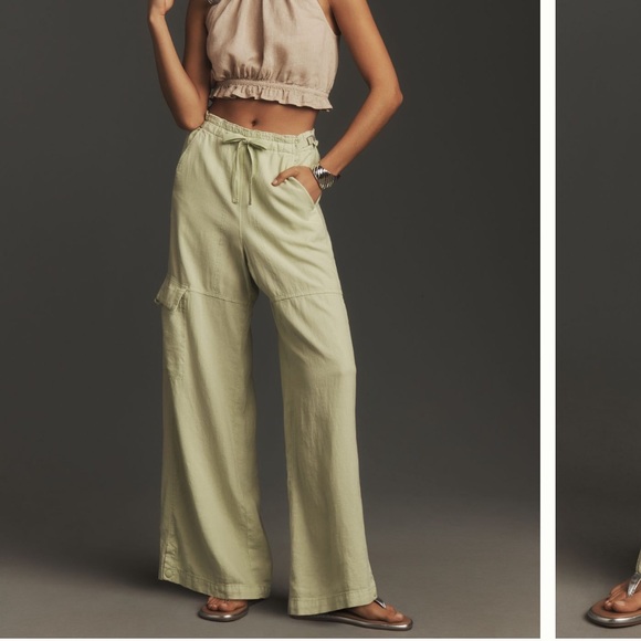 Anthropologie Pilcro Linen Beach Cargo Pants - Picture 1 of 17